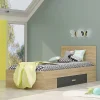 Garnero Arredamenti Letto singolo 90x200cm moderno rovere antracite Chiaretto Discount