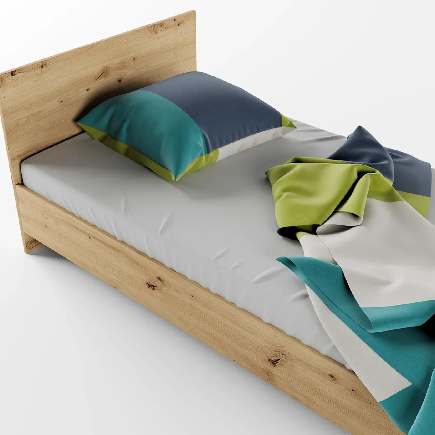 Garnero Arredamenti Letto singolo 90x200cm moderno Marco Rovere Rustico Clearance