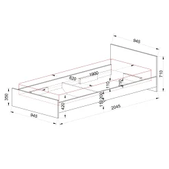 Garnero Arredamenti Letto singolo 90x200cm moderno Marco Rovere Rustico Clearance