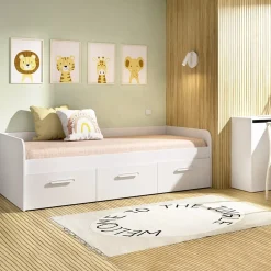 Garnero Arredamenti Letto singolo 90x190cm per bambini legno bianco 3 cassetti Alvaro Outlet