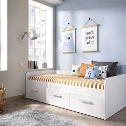 Garnero Arredamenti Letto singolo 90x190cm per bambini legno bianco 3 cassetti Alvaro Outlet