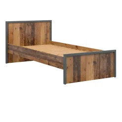 Garnero Arredamenti Letto singolo 90x200cm stile soft rovere scuro nero Urbania Discount