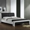 Garnero Arredamenti Letto una piazza e mezza 120x200cm in ecopelle bianco nero Gallipoli Gihome® Sale