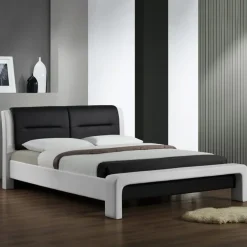 Garnero Arredamenti Letto una piazza e mezza 120x200cm in ecopelle bianco nero Gallipoli Gihome® Sale