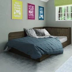 Garnero Arredamenti Letto una piazza e mezza contenitore 120x190cm con comò Joel Noce New