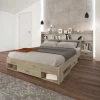 Garnero Arredamenti Letto 140x200cm alla francese con cassettoni e libreria rovere sonoma Danubio Sale