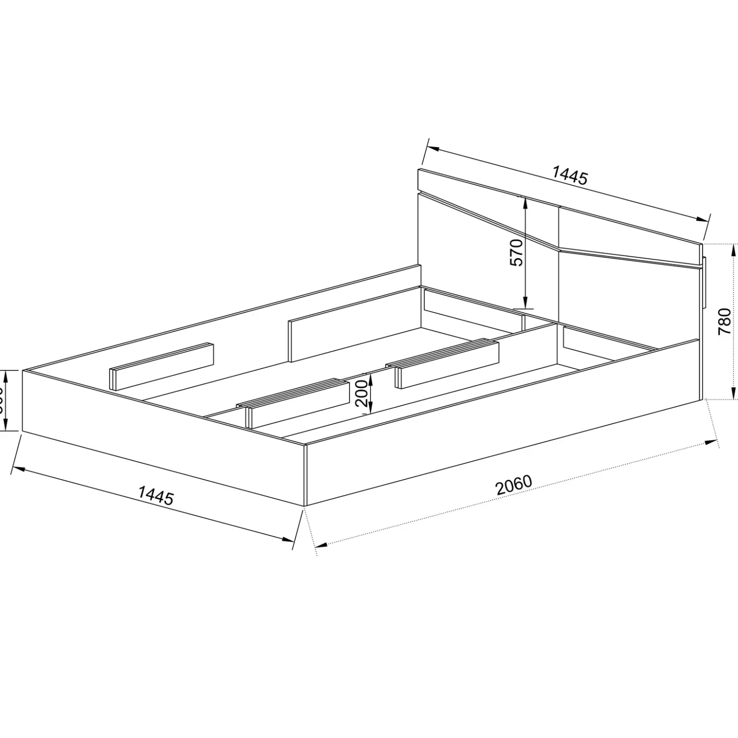 Garnero Arredamenti Letto 140x200cm alla francese contenitore Camilla Gihome® Noce Best