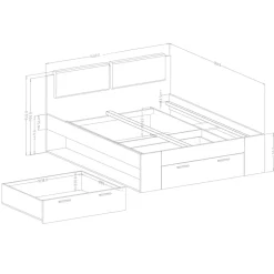 Garnero Arredamenti Letto 140x200cm alla francese con cassettone e pino bianco beige Cortina Bianco Frassinato Discount