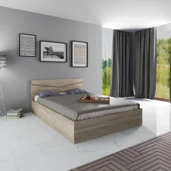 Garnero Arredamenti Letto 140x200cm alla francese contenitore sonoma Camilla Gihome® Rovere Best