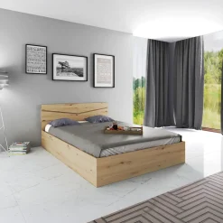 Garnero Arredamenti Letto 140x200cm alla francese contenitore Camilla Gihome® Rovere Rustico Hot