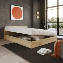 Garnero Arredamenti Letto 140x190cm alla francese contenitore moderno Carrisi Rovere Rustico Best