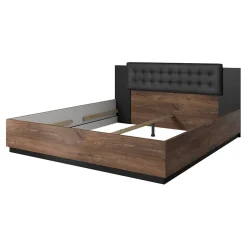 Garnero Arredamenti Letto 140x200cm alla francese rovere scuro nero Vulcano Rovere Rustico New