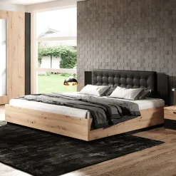 Garnero Arredamenti Letto 140x200cm alla francese nero Vulcano Rovere