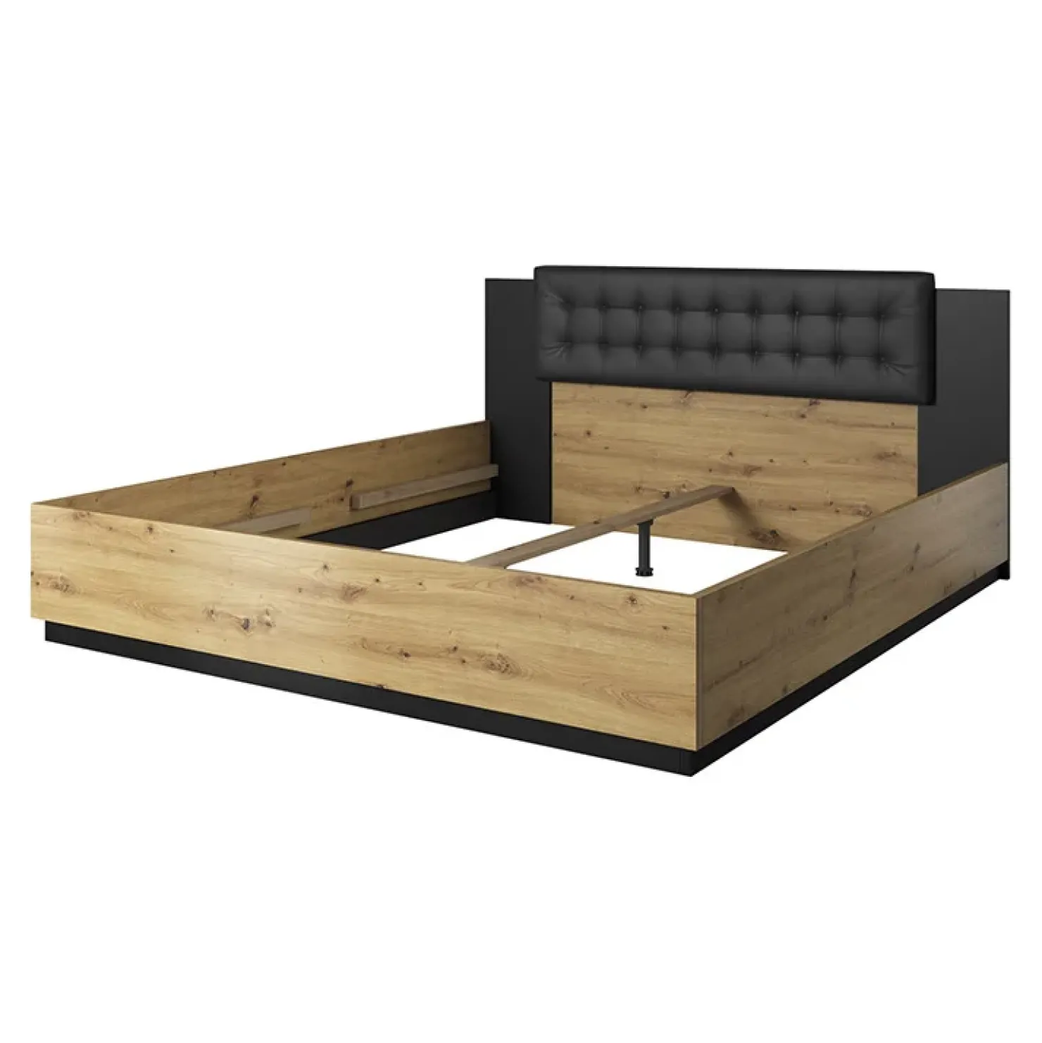 Garnero Arredamenti Letto 140x200cm alla francese nero Vulcano Rovere