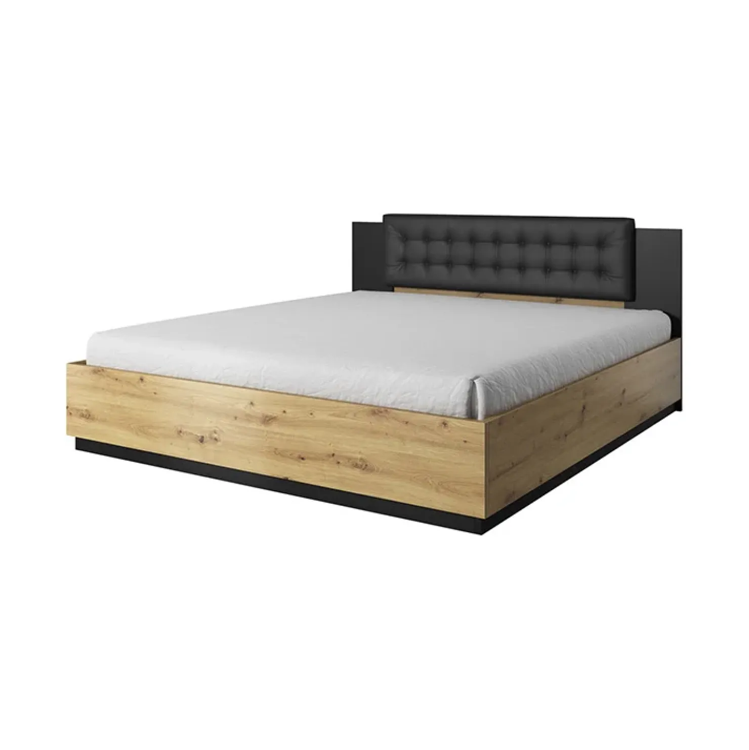 Garnero Arredamenti Letto 140x200cm alla francese nero Vulcano Rovere