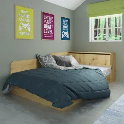 Garnero Arredamenti Letto 120x190cm contenitore una piazza e mezza con comò Joel Rovere Rustico Hot