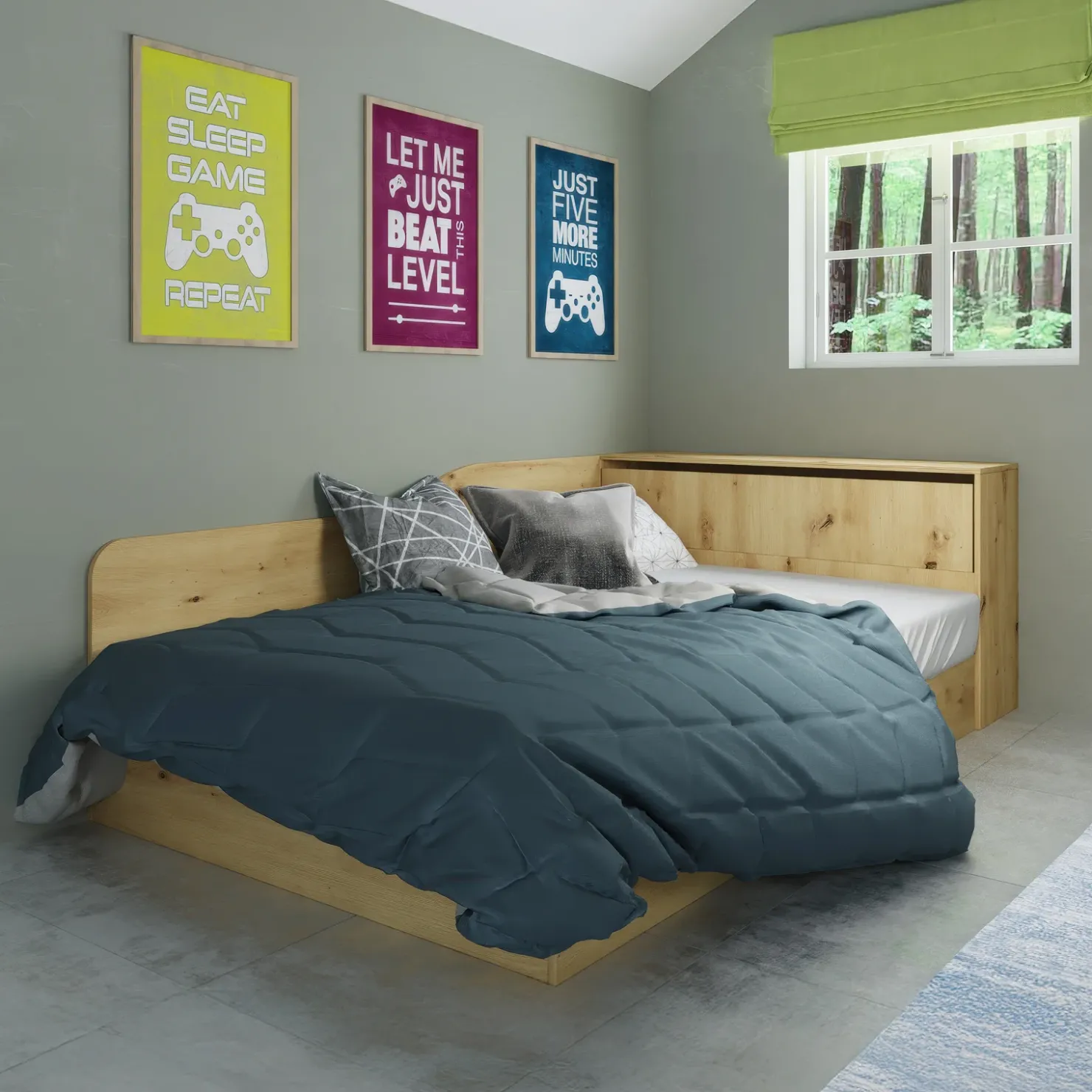 Garnero Arredamenti Letto 120x190cm contenitore una piazza e mezza con comò Joel Rovere Rustico Hot