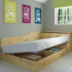 Garnero Arredamenti Letto 120x190cm contenitore una piazza e mezza con comò Joel Rovere Rustico Hot