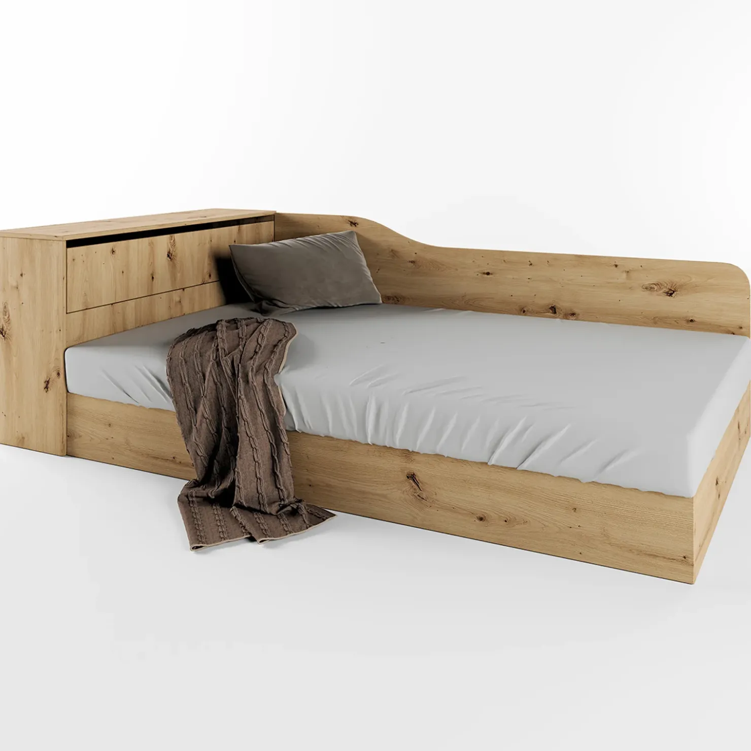 Garnero Arredamenti Letto 120x190cm contenitore una piazza e mezza con comò Joel Rovere Rustico Hot