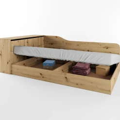 Garnero Arredamenti Letto 120x190cm contenitore una piazza e mezza con comò Joel Rovere Rustico Hot