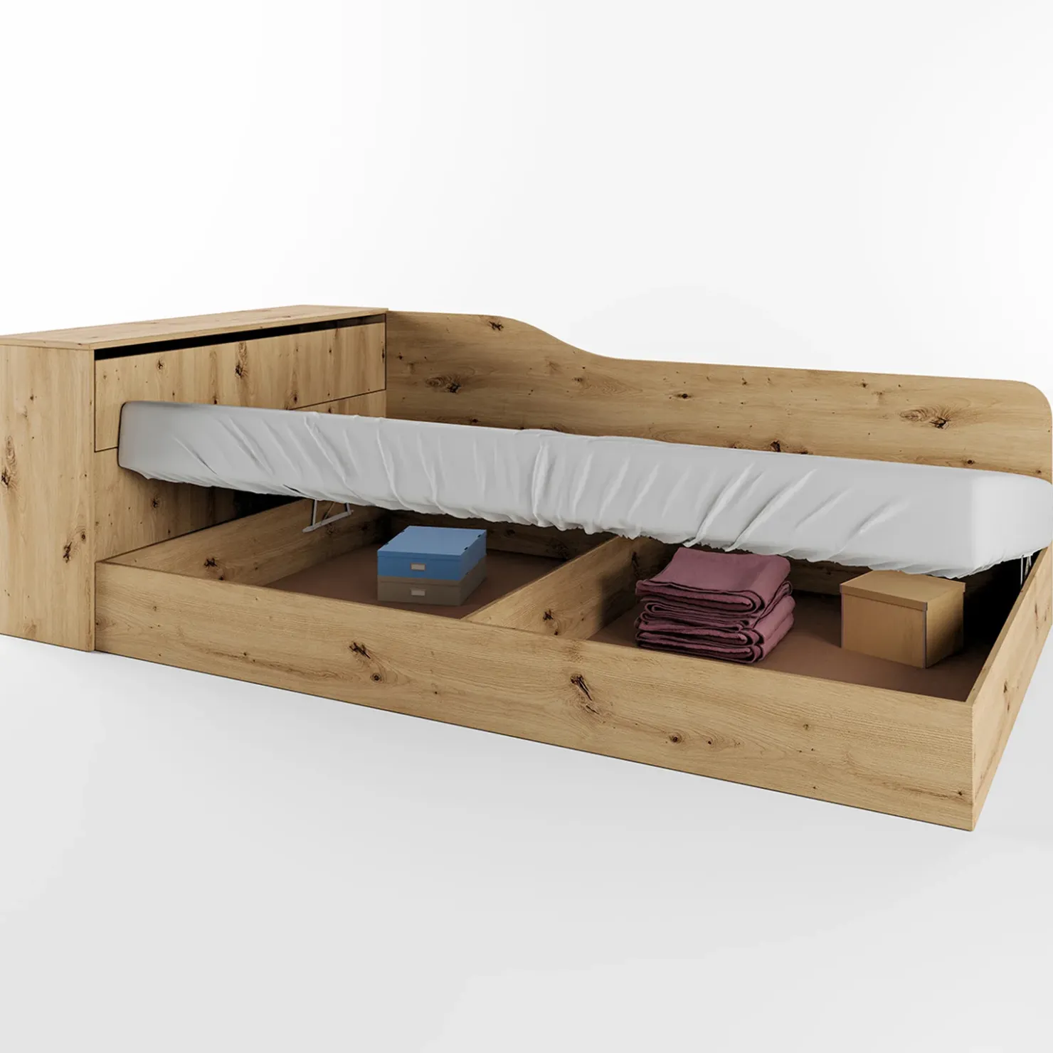 Garnero Arredamenti Letto 120x190cm contenitore una piazza e mezza con comò Joel Rovere Rustico Hot