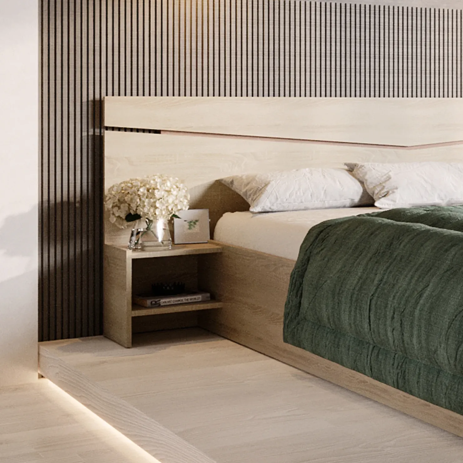 Garnero Arredamenti Letto 160x200cm matrimoniale con comodini sonoma Camilla Gihome® Rovere Best