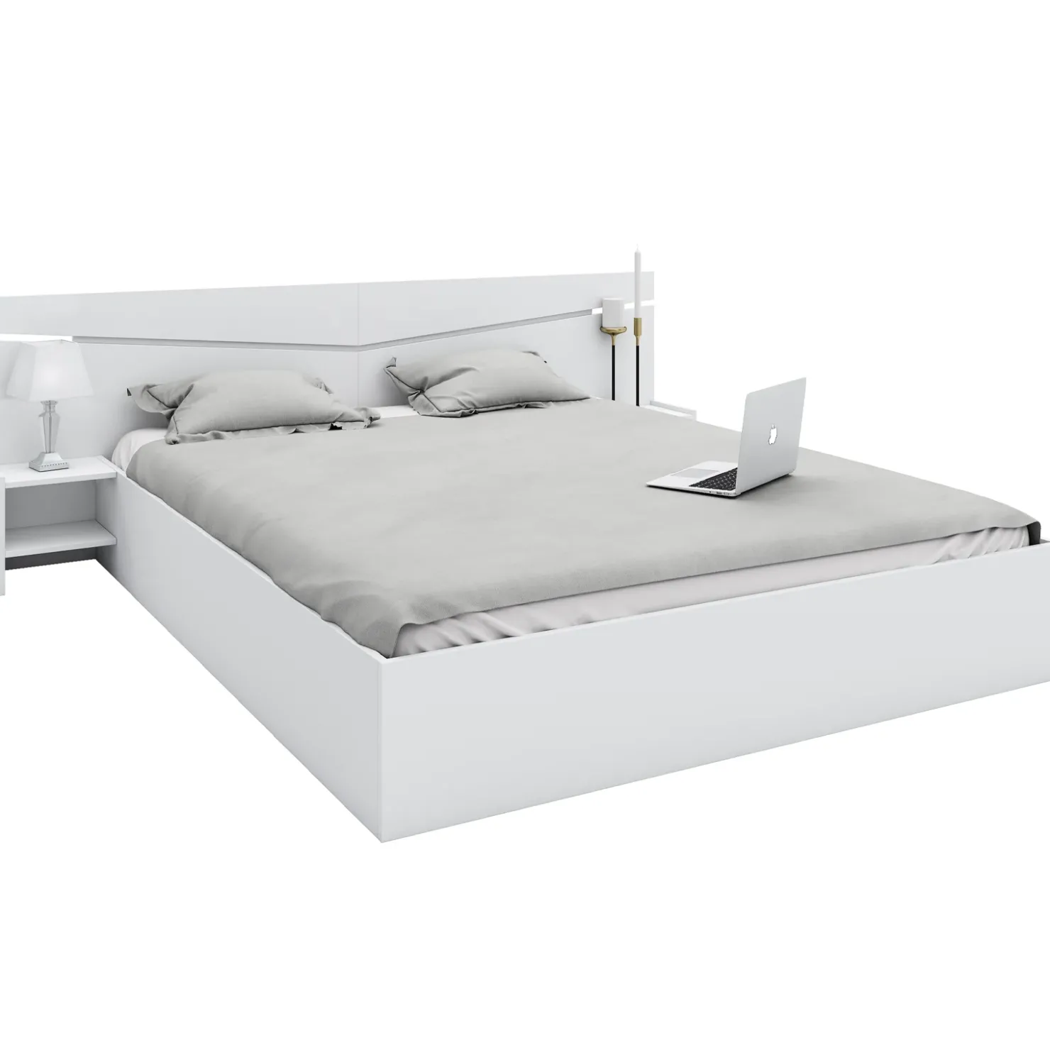 Garnero Arredamenti Letto 160x200cm matrimoniale con comodini Camilla Gihome® Bianco Opaco Outlet