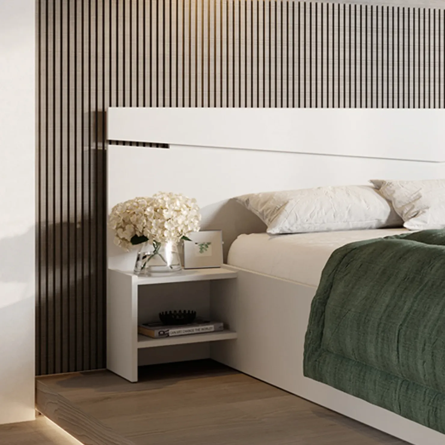 Garnero Arredamenti Letto 160x200cm matrimoniale con comodini Camilla Gihome® Bianco Opaco Outlet