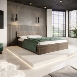 Garnero Arredamenti Letto 160x200cm matrimoniale contenitore Camilla Gihome® Noce