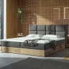 Garnero Arredamenti Letto 160x200cm matrimoniale continentale con contenitore e topper rovere grigio Tallin Outlet