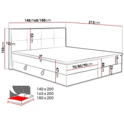 Garnero Arredamenti Letto 160x200cm matrimoniale continentale con contenitore e topper rovere grigio Tallin Outlet