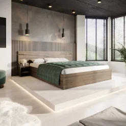 Garnero Arredamenti Letto 160x200cm matrimoniale con comodini Camilla Gihome® Noce Online