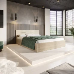 Garnero Arredamenti Letto 160x200cm matrimoniale contenitore sonoma Camilla Gihome® Rovere Sale