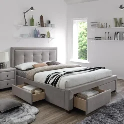 Garnero Arredamenti Letto 160x200cm matrimoniale con cassettoni beige Quarto Gihome® Outlet