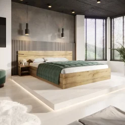 Garnero Arredamenti Letto 160x200cm matrimoniale con comodini Camilla Gihome® Rovere Rustico Online