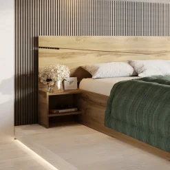 Garnero Arredamenti Letto 160x200cm matrimoniale con comodini Camilla Gihome® Rovere Rustico Online