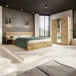 Garnero Arredamenti Letto 160x200cm matrimoniale con comodini Camilla Gihome® Rovere Rustico Online