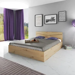 Garnero Arredamenti Letto 160x200cm matrimoniale contenitore Camilla Gihome® Rovere Rustico