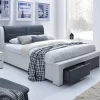 Garnero Arredamenti Letto 160x200cm matrimoniale imbottito in ecopelle con cassetti bianco nero Gallipoli Gihome®