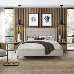 Garnero Arredamenti Letto 160x200cm matrimoniale imbottito in velluto con rete a doghe Resty Beige Best