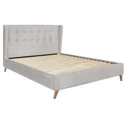 Garnero Arredamenti Letto 160x200cm matrimoniale imbottito in velluto con rete a doghe Resty Beige Best