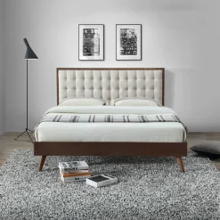 Garnero Arredamenti Letto 160x195cm matrimoniale imbottito moderno noce capitonnè Rifon Clearance