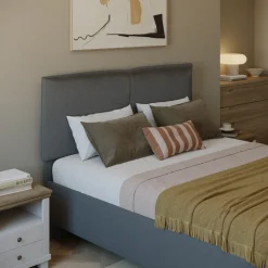 Garnero Arredamenti Letto 160x195cm matrimoniale imbottito con contenitore antracite Ardesia Online