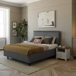 Garnero Arredamenti Letto 160x195cm matrimoniale imbottito con contenitore antracite Ardesia Online