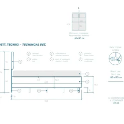 Garnero Arredamenti Letto 160x195cm matrimoniale imbottito con contenitore antracite Ardesia Online