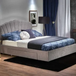 Garnero Arredamenti Letto 160x200cm matrimoniale imbottito con cassetto grigio chiaro Mezzola New