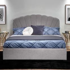 Garnero Arredamenti Letto 160x200cm matrimoniale imbottito con cassetto grigio chiaro Mezzola New