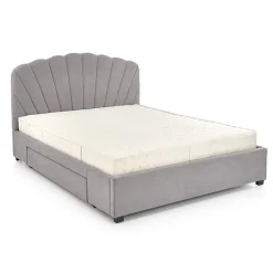 Garnero Arredamenti Letto 160x200cm matrimoniale imbottito con cassetto grigio chiaro Mezzola New