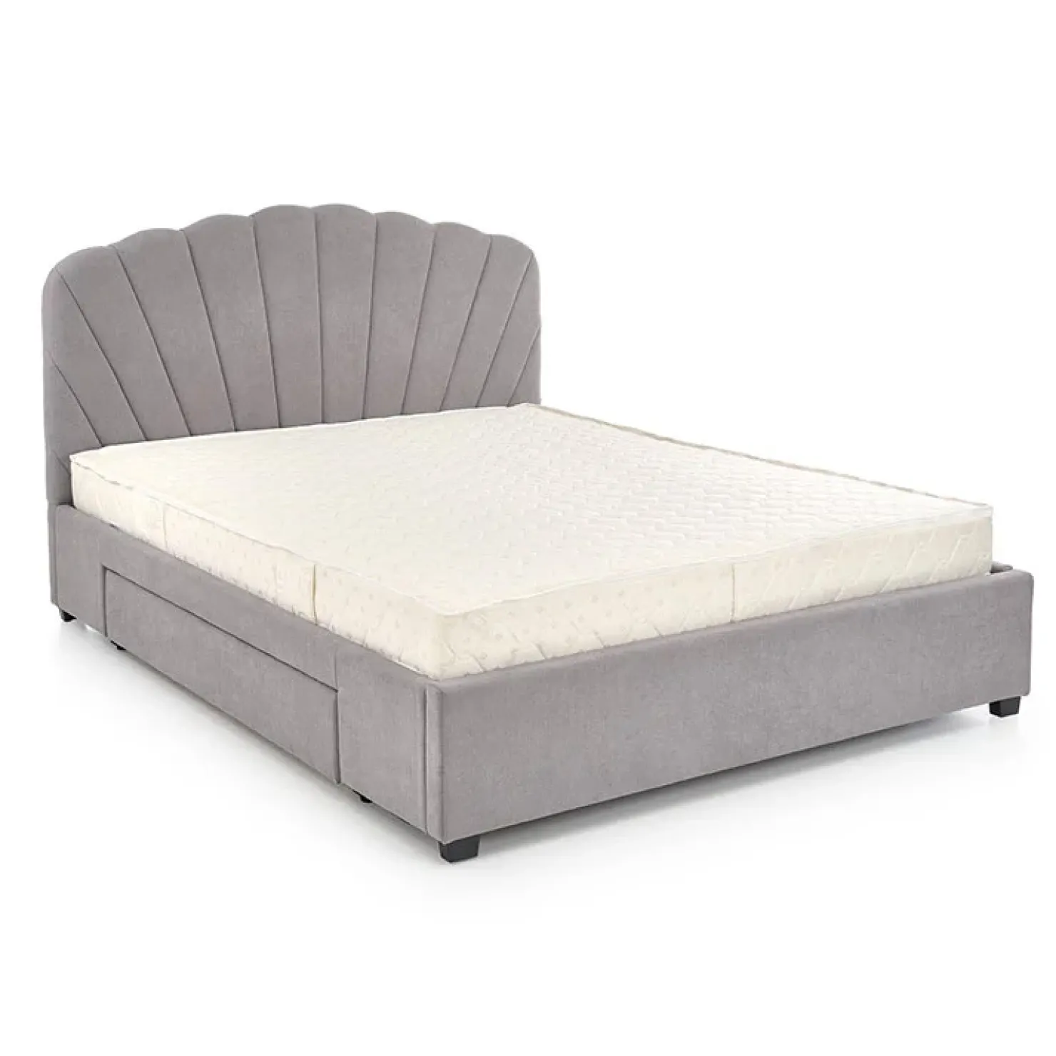 Garnero Arredamenti Letto 160x200cm matrimoniale imbottito con cassetto grigio chiaro Mezzola New