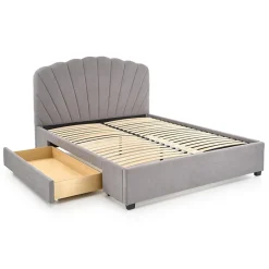 Garnero Arredamenti Letto 160x200cm matrimoniale imbottito con cassetto grigio chiaro Mezzola New